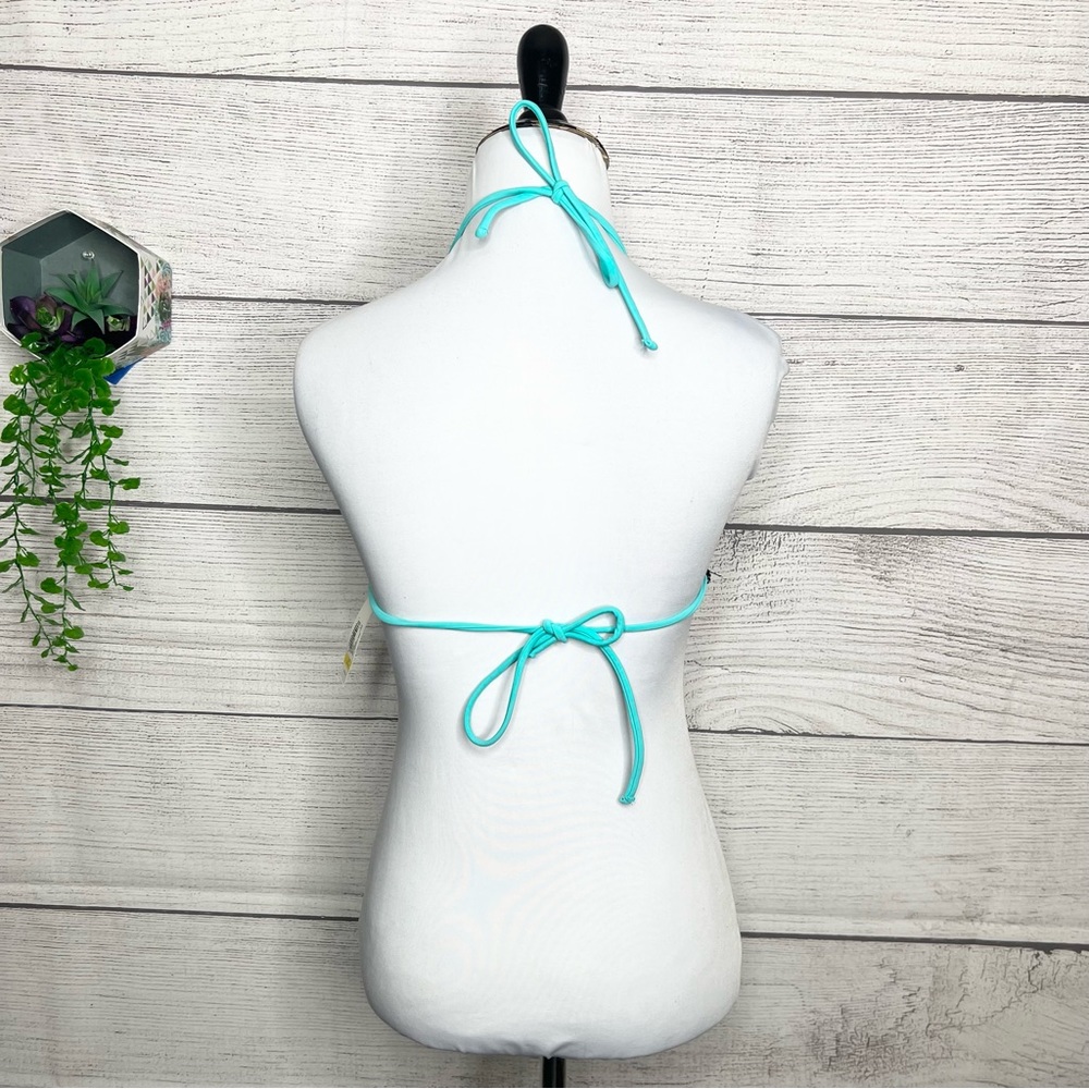 NWT Aqua Blue & Black Fishnet Bikini Top Size Large - Picture 7 of 7
